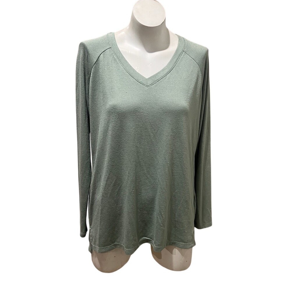 Banana Republic Top Womens Size M Sage Green V-Neck Long Sleeve Knit